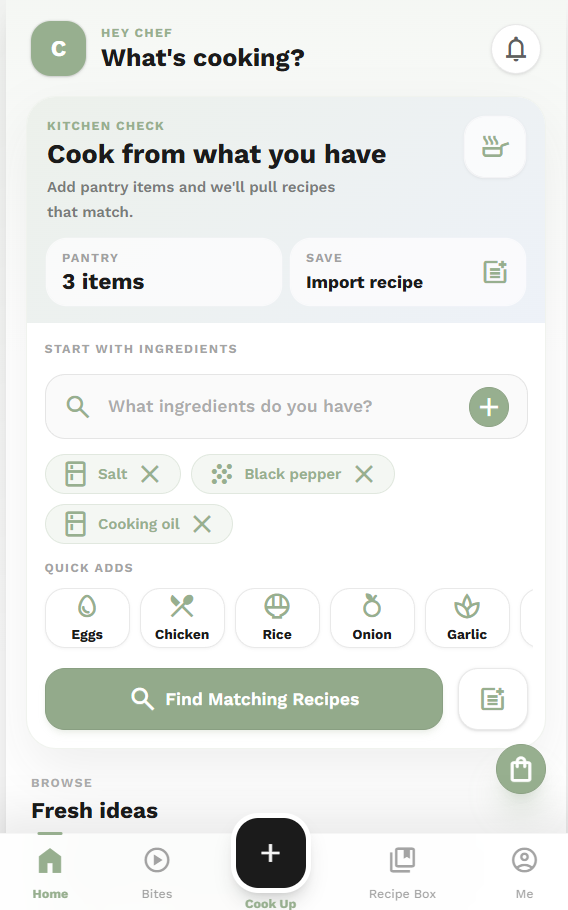 What's Cookin screen preview